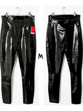 Spanx Patent Leather Leggings Sculpt High Rise Black M NWT Luxe